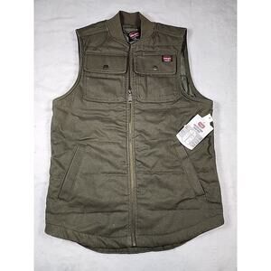 WRANGLER SIZE S (34-36) Workwear Mens Quilted Lined Army Green Duck Work Vest